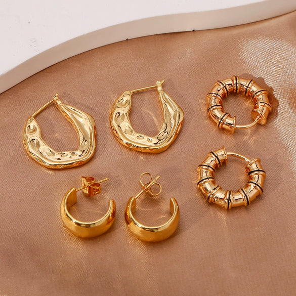 Wholesale Copper Earrings Geometric Personality Creative Electroplated