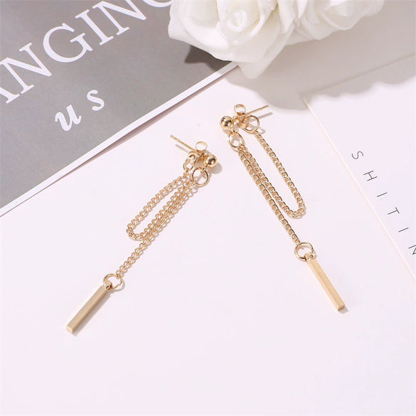 Wholesale Copper Earrings Geometric Style Long Tassel Electroplated For Women