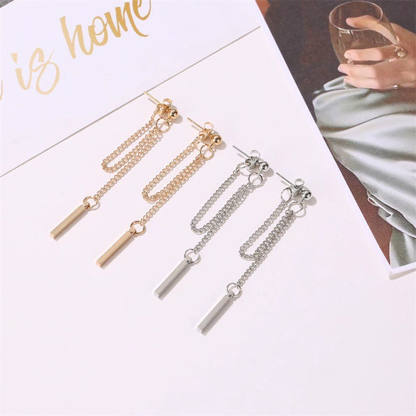 Wholesale Copper Earrings Geometric Style Long Tassel Electroplated For Women