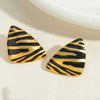 Wholesale Copper Earrings Geometric Zebra Pattern Oil Dripping Wafer Brushed Metal Electroplated Design