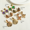Wholesale Copper Earrings Geometric Zebra Pattern Oil Dripping Wafer Brushed Metal Electroplated Design