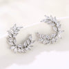 Wholesale Copper Earrings Inlaid With Zircon In Branch And Leaf Shape Simple Style For Women