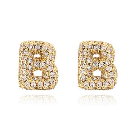 Wholesale Copper Earrings Inlaid With Zircon In Letter Shape For Women Fashion Style