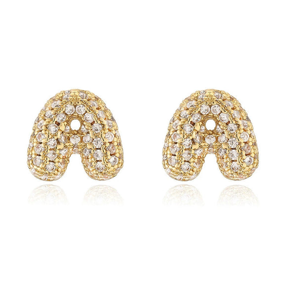 Wholesale Copper Earrings Inlaid With Zircon In Letter Shape For Women Fashion Style