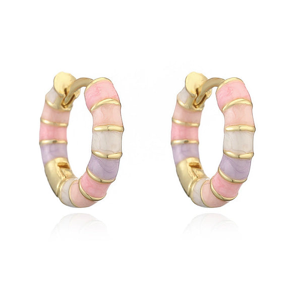 Wholesale Copper Earrings With Colorful Oil Drop Geometric Design Sweet Style