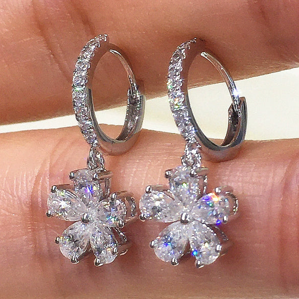 Wholesale Copper Earrings With Flower Design Small Fresh Style
