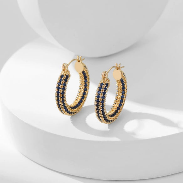 Wholesale Copper Earrings With Geometric Style And Electroplating Treatment Slightly Inlaid With Zircon