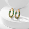 Wholesale Copper Earrings With Geometric Style And Electroplating Treatment Slightly Inlaid With Zircon