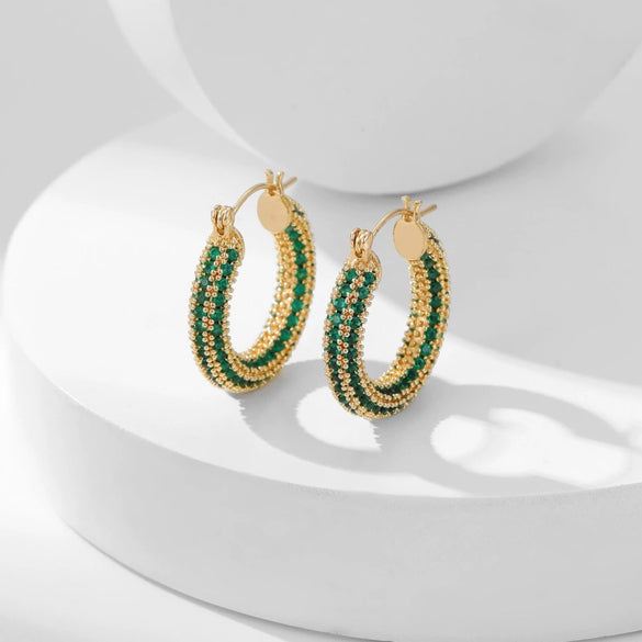 Wholesale Copper Earrings With Geometric Style And Electroplating Treatment Slightly Inlaid With Zircon