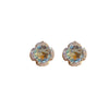 Wholesale Copper Earrings With Zircon Rose Flower Geometric Design Light Luxury Palace Style