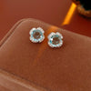 Wholesale Copper Earrings With Zircon Rose Flower Geometric Design Light Luxury Palace Style