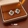 Wholesale Copper Earrings With Zircon Rose Flower Geometric Design Light Luxury Palace Style
