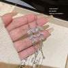 Wholesale Copper Earrings With Zirconia And Flower Pattern Long Tassel Design For Women
