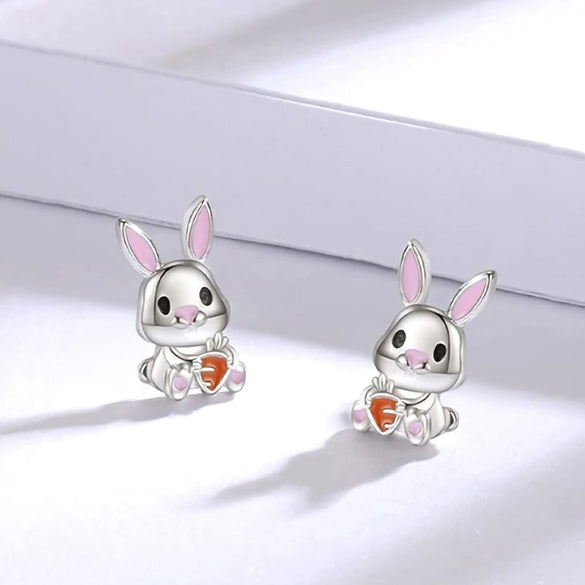 Wholesale Copper Electroplated Bunny And Carrot Earrings For Women In Creamy Sweet Girl Style