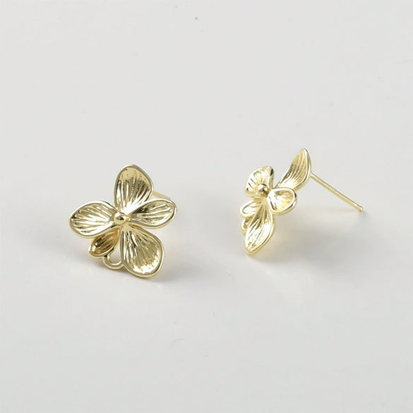 Wholesale Copper Electroplated Butterfly Flower Pearl Earrings