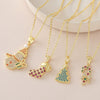 Wholesale Copper Electroplated Christmas Tree Snowman Socks Scepter Cross Pendant Necklace With O Word Chain Light Luxury Unisex