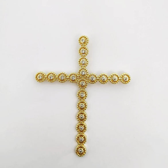 Wholesale Copper Electroplated Cross Pendant Necklace With Microinlaid Zircon And Pearl Hollow Design Jewelry Accessories