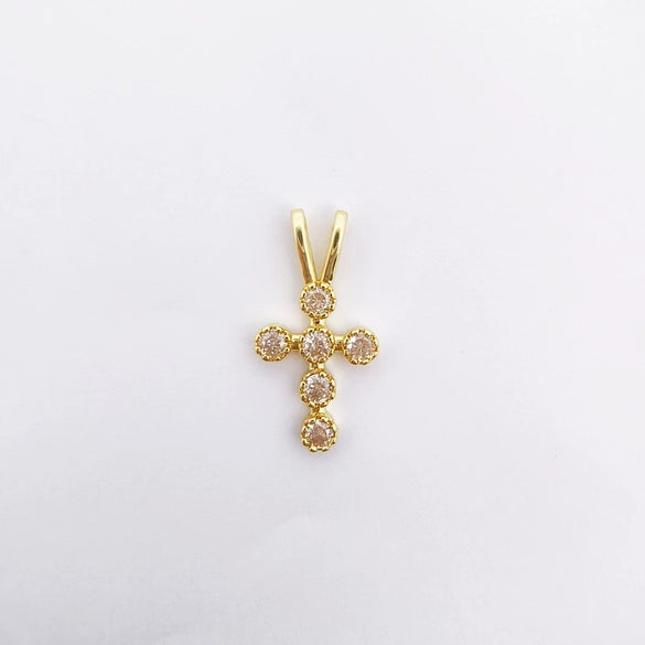 Wholesale Copper Electroplated Cross Pendant Necklace With Microinlaid Zircon And Pearl Hollow Design Jewelry Accessories