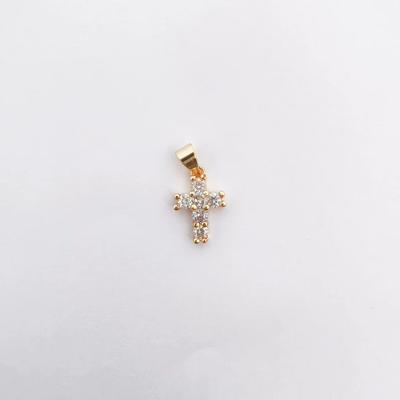 Wholesale Copper Electroplated Cross Pendant Necklace With Microinlaid Zircon And Pearl Hollow Design Jewelry Accessories