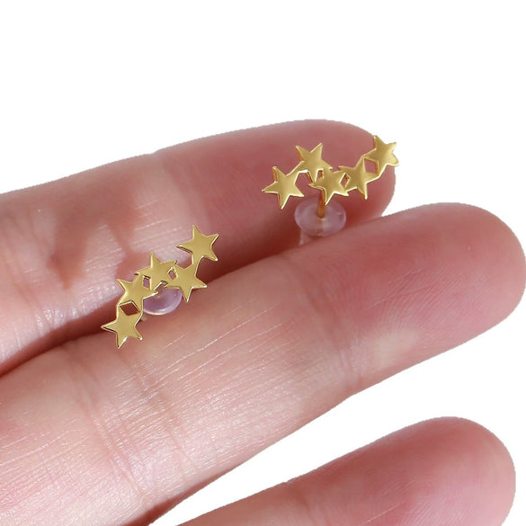 Wholesale Copper Electroplated Fivepointed Star Earrings Unisex Simple Design