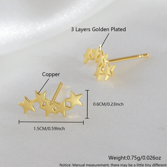 Wholesale Copper Electroplated Fivepointed Star Earrings Unisex Simple Design