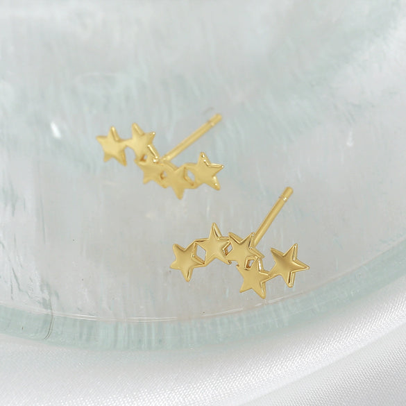 Wholesale Copper Electroplated Fivepointed Star Earrings Unisex Simple Design