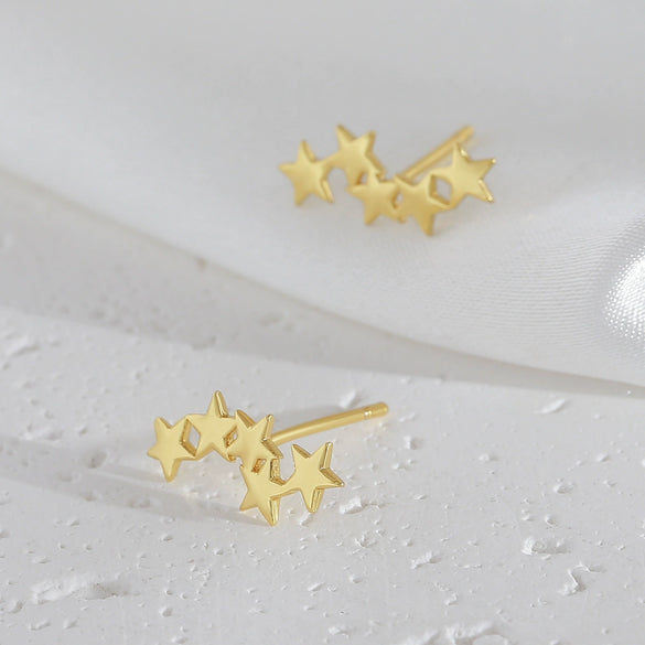 Wholesale Copper Electroplated Fivepointed Star Earrings Unisex Simple Design