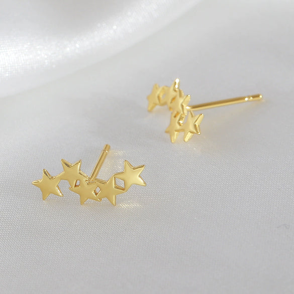 Wholesale Copper Electroplated Fivepointed Star Earrings Unisex Simple Design
