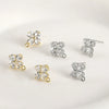 Wholesale Copper Electroplated Fourleaf Flower Shining Zircon Hanging Earrings Diy Handmade Earrings Accessories Material