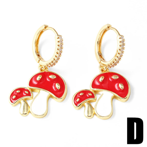Wholesale Copper Electroplated Fruit Drop Oil Earrings For Women