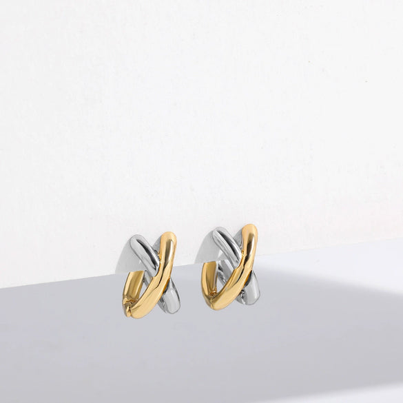 Wholesale Copper Electroplated Geometric Hoop And Cross Earrings For Women