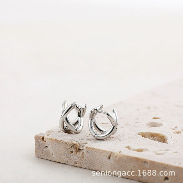 Wholesale Copper Electroplated Geometric Hoop And Cross Earrings For Women