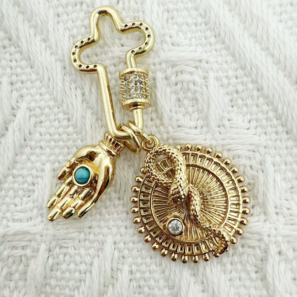 Wholesale Copper Electroplated Inlaid Zircon Pendant Accessories For Women Necklace Bracelet
