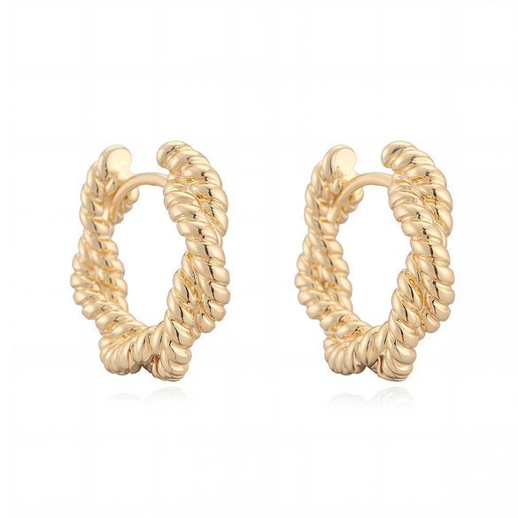 Wholesale Copper Electroplated 18K Gold Geometric Twisted Retro Earrings For Women