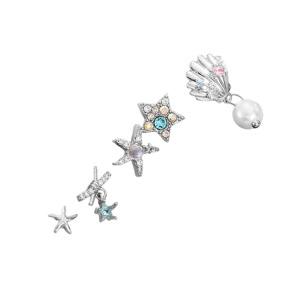 Wholesale Copper Electroplated Star Pattern Starfish Shell Ear Stud For Women