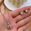 Wholesale Copper Electroplated Sunflower Stud Earrings And Necklace Set For Women Light Luxury Style Jewelry