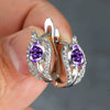Wholesale Copper Elegant Geometric Inlaid Zircon Dropshaped Leaf Seaweed Flower Earrings For Women
