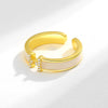 Wholesale Copper Enamel Geometric Letter H Open Ring For Women With Electroplating