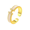 Wholesale Copper Enamel Geometric Letter H Open Ring For Women With Electroplating