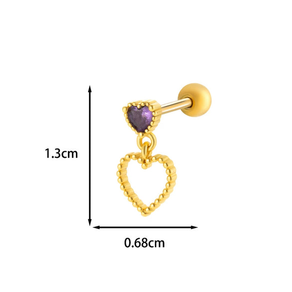 Wholesale Copper Flower Bow Heart Cartilage Puncture Ear Bone Nail For Women Fashion Style