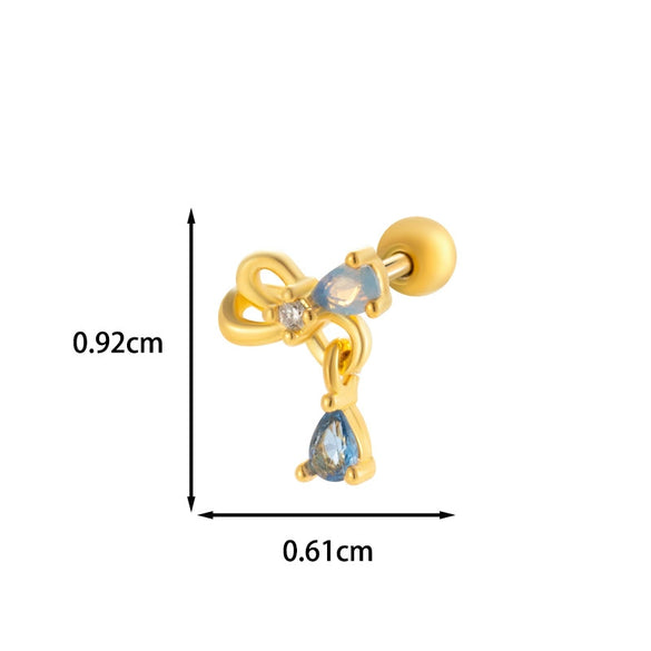 Wholesale Copper Flower Bow Heart Cartilage Puncture Ear Bone Nail For Women Fashion Style