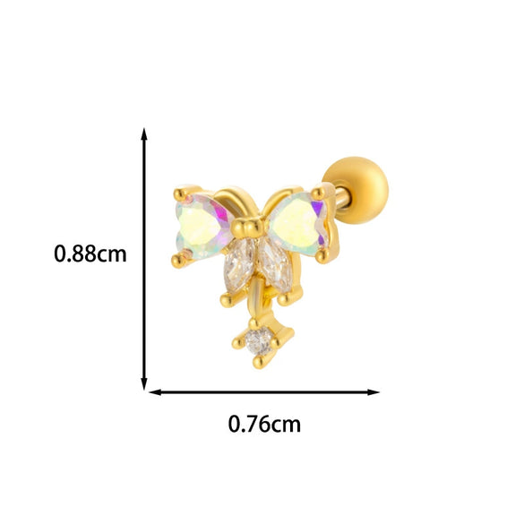 Wholesale Copper Flower Bow Heart Cartilage Puncture Ear Bone Nail For Women Fashion Style