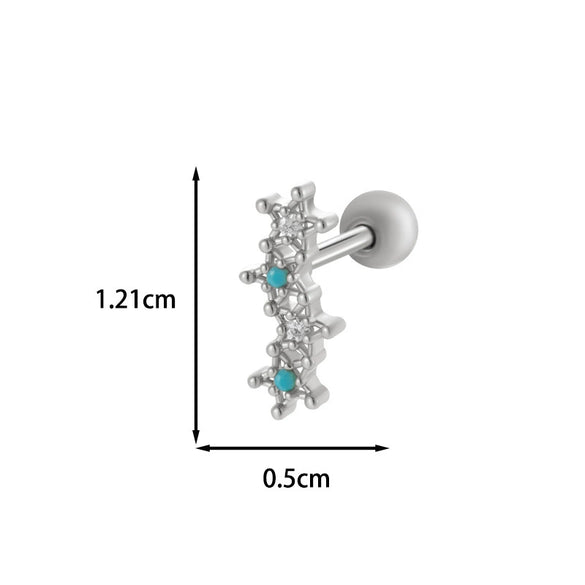 Wholesale Copper Flower Bow Heart Cartilage Puncture Ear Bone Nail For Women Fashion Style