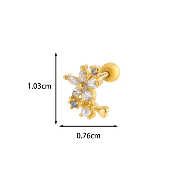 Wholesale Copper Flower Bow Heart Cartilage Puncture Ear Bone Nail For Women Fashion Style
