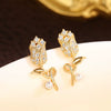 Wholesale Copper Flower Earrings Natural Style Inlaid Zircon