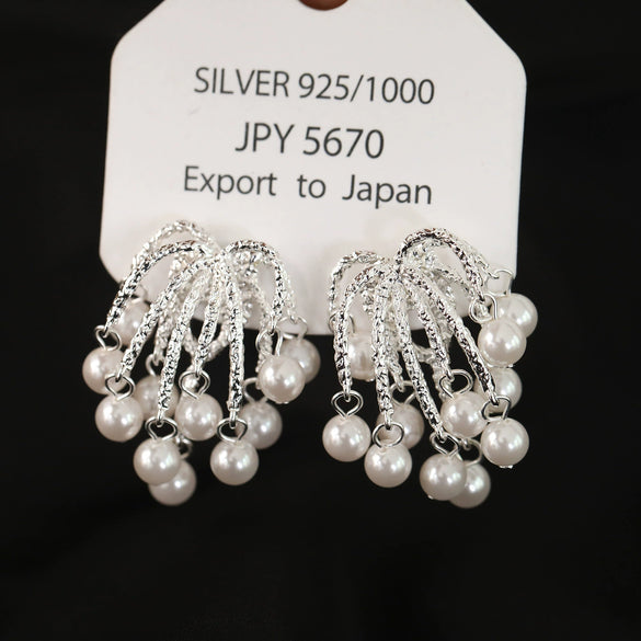 Wholesale Copper Flower Geometric Style Electroplating Tassel Earrings For Women