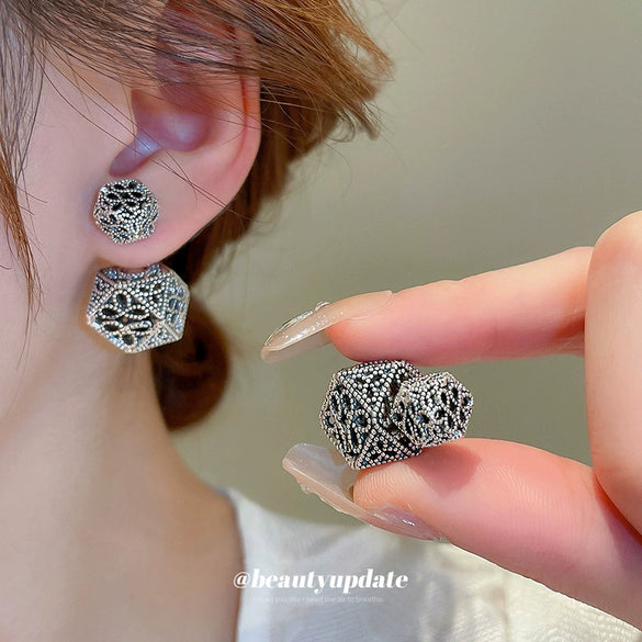 Wholesale Copper Flower Hollow Earrings Electroplated For Women Niche Creative Light Luxury High Grade