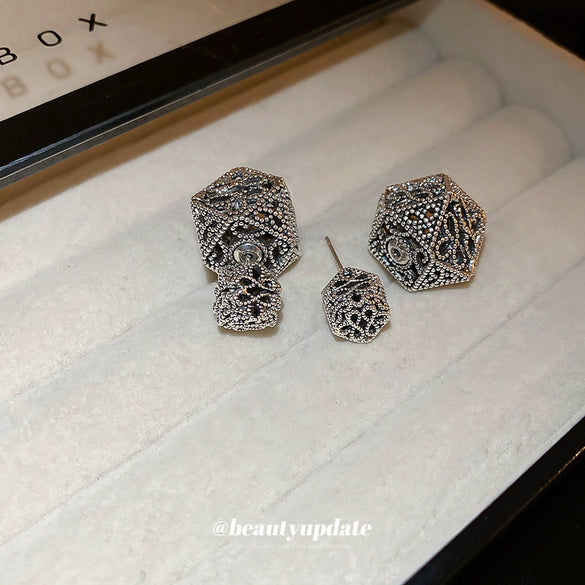 Wholesale Copper Flower Hollow Earrings Electroplated For Women Niche Creative Light Luxury High Grade