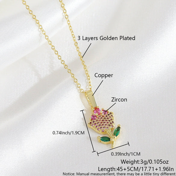 Wholesale Copper Flower O Chain Necklace With Electroplating For Women