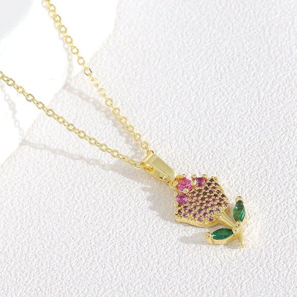 Wholesale Copper Flower O Chain Necklace With Electroplating For Women